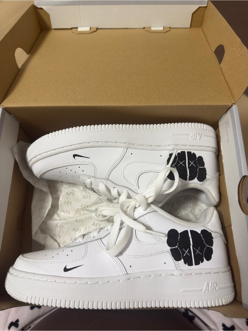 Nike Air Force 1 Low GS White Black Sneakers 5Y